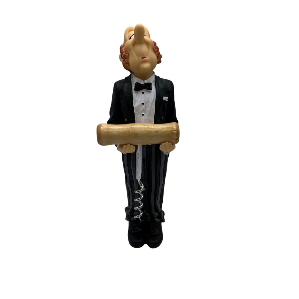 French Waiter's Wine Bottle Corkscrew‎ Holder Butler Black & White Tuxedo - Picture 4 of 9